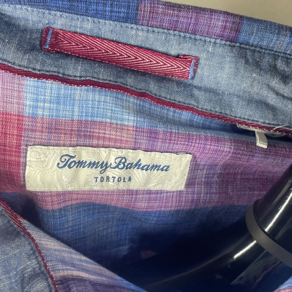 Tommy Bahama Shirt Mens Small blue purple plaid Tortola button up beach preppy - Picture 4 of 8
